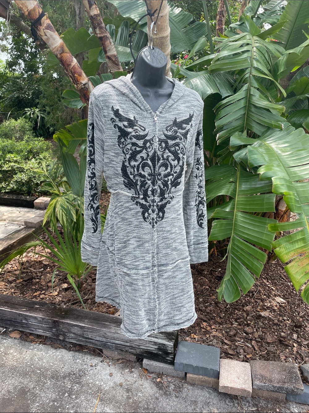 vocal embellished French Terri zip up hooded jacket or mini dress